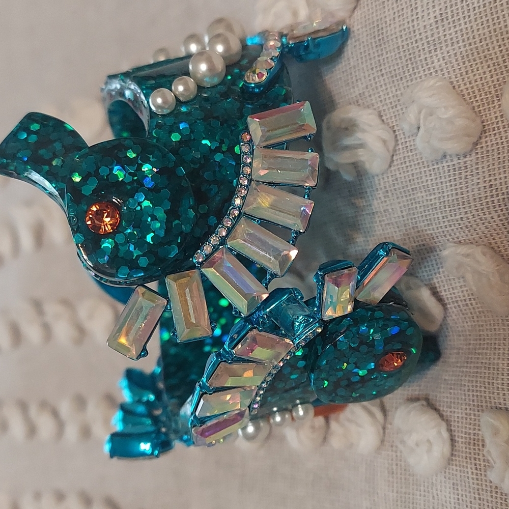 Betsy Johnson Blue Seahorse Cuff Bracelet